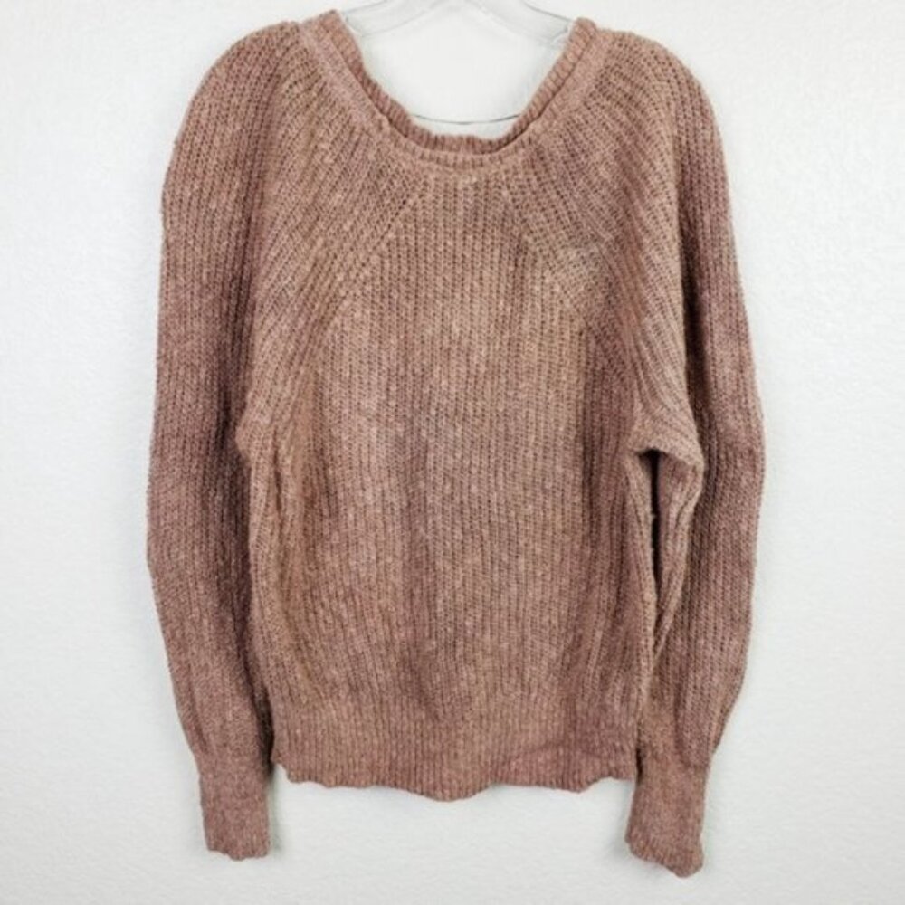 Free People Electric City Ribbed Sweater Knit Pullover Cotton/Linen Boho size L - Picture 3 of 10